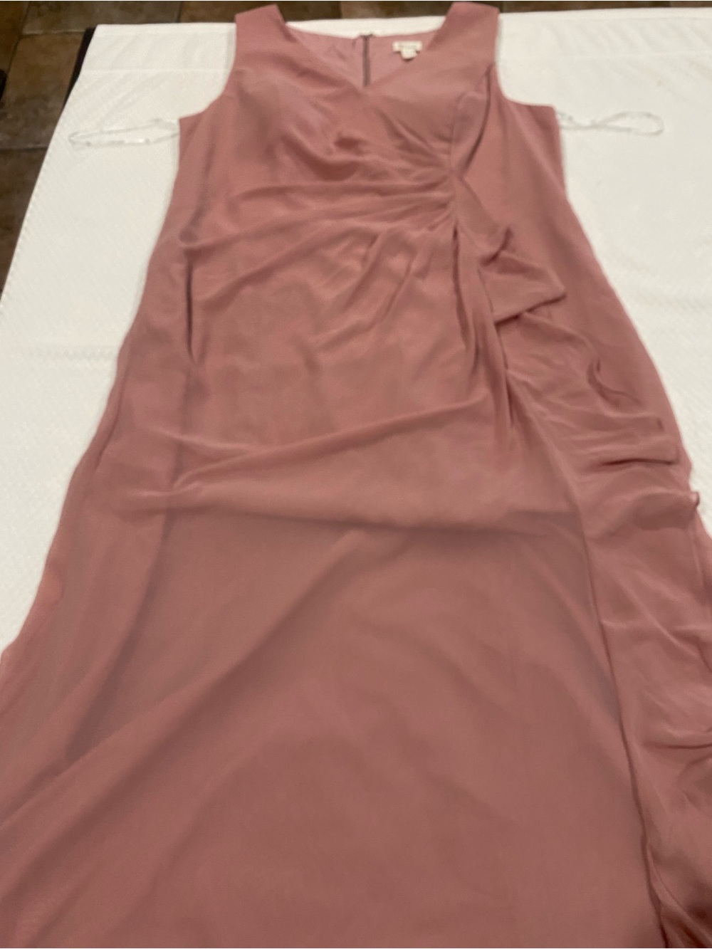 Sleeveless Mauve Maxi Dress with Side Drape